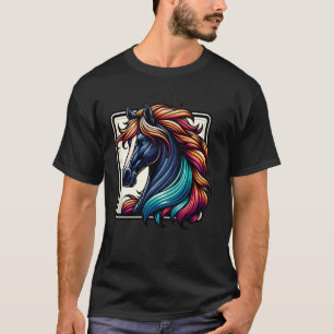 Kleurrijke Illustratie Van Paardenkopprofiel Voor  T-shirt
