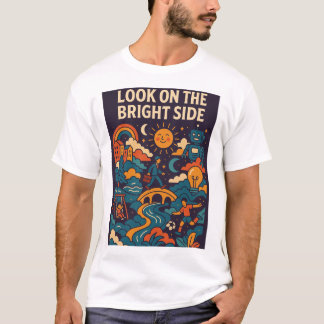 Kleurrijke Illustratie van Positief Leven T-shirt
