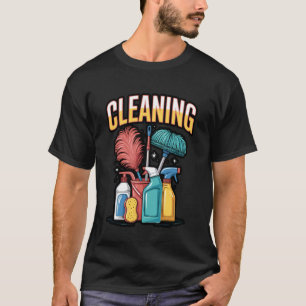 Kleurrijke Illustratie van Schoonmaakgereedschap T-shirt