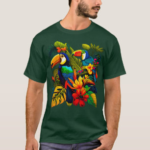Kleurrijke illustratie van tropische toekans t-shirt
