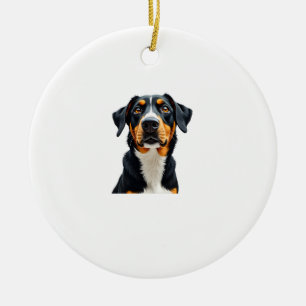 Kleurrijke illustratie van vintage hondenportret r keramisch ornament