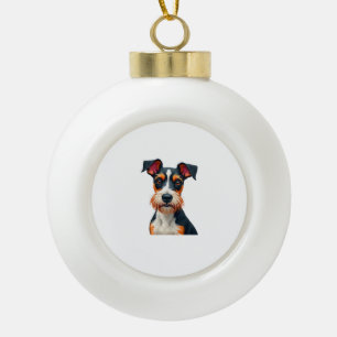 Kleurrijke illustratie van vintage hondenportret r keramische bal ornament