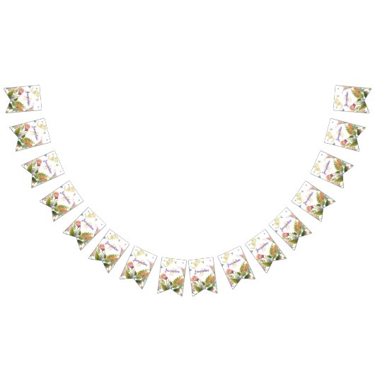 Kleurrijke Illustratie van Wilde Bloem met Initiaa Vlaggetjes (Alle)