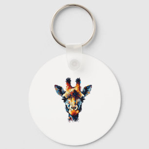 Kleurrijke impressionisme stijl Dierenvriend Giraf Sleutelhanger