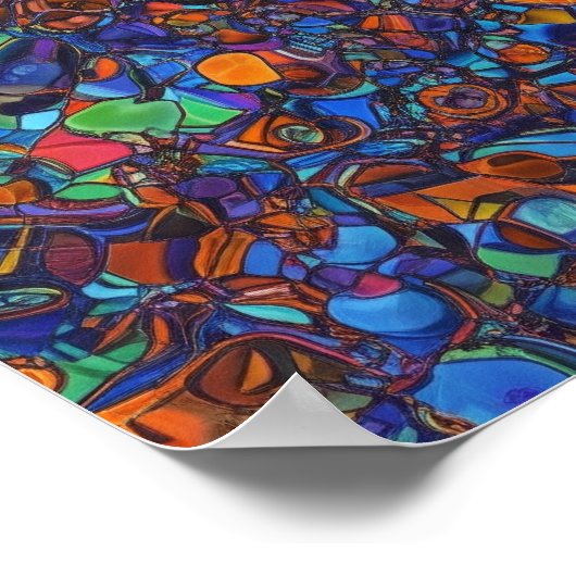 Kleurrijke in elkaar grijpende vormen poster (Hoek)