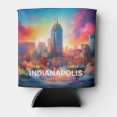 Kleurrijke Indianapolis Skyline Abstracte kunst Blikjeskoeler (Voorkant)