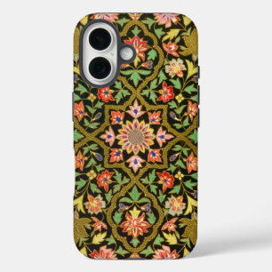 Kleurrijke Indische Bloemen Borduurwerk Print iPhone 16 Hoesje