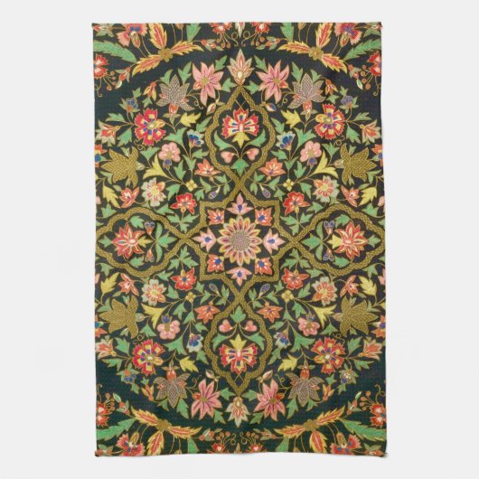 Kleurrijke Indische Bloemen Borduurwerk Print Theedoek (Verticaal)