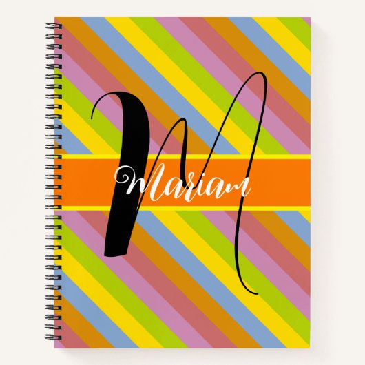 Kleurrijke Initiaal naam Monogram - Multi gekleurd Notitieboek (Voorkant)