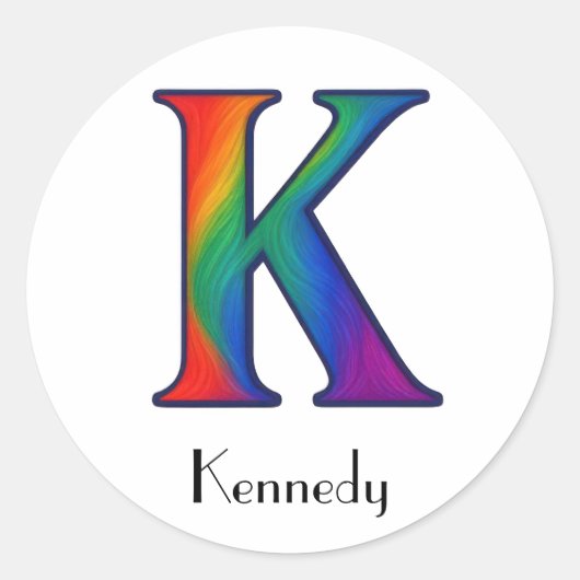 Kleurrijke Initialen letter K Sticker (Voorkant)