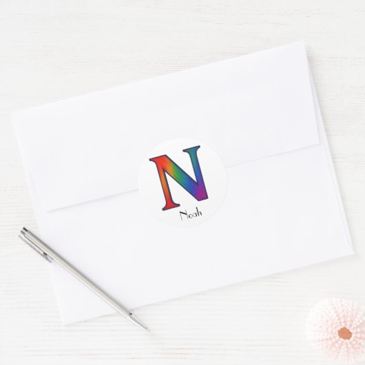 Kleurrijke Initialen letter N Sticker (Envelop)