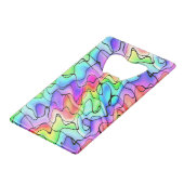 Kleurrijke inkt en Waterverf Kredietkaart Flessenopener (Voorkant Gekanteld)