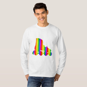 Kleurrijke Inline-schaats Regenboog Lange Mouwen T T-shirt