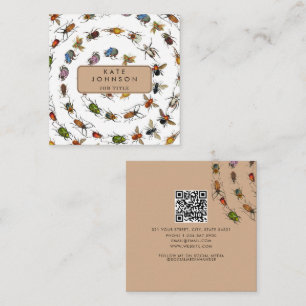 Kleurrijke insecten & kevers Patroon Vierkante Visitekaartje