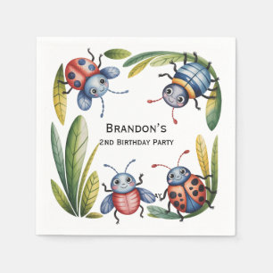 Kleurrijke insectenbeestjes 2e. verjaardagsfeestje servet