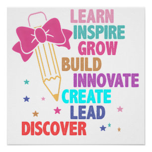 Kleurrijke Inspirerende Woorden Leraar Potlood & S Perfect Poster