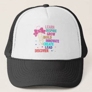 Kleurrijke Inspirerende Woorden Leraar Potlood & S Trucker Pet
