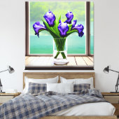Kleurrijke Iris Glass Vase door Windows Canvas Afd Afdruk (Insitu (Slaapkamer))
