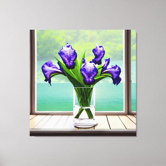 Kleurrijke Iris Glass Vase door Windows Canvas Afd Afdruk (Voorkant)