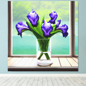 Kleurrijke Iris Glass Vase door Windows Canvas Afd Afdruk (Insitu (Houten vloer))
