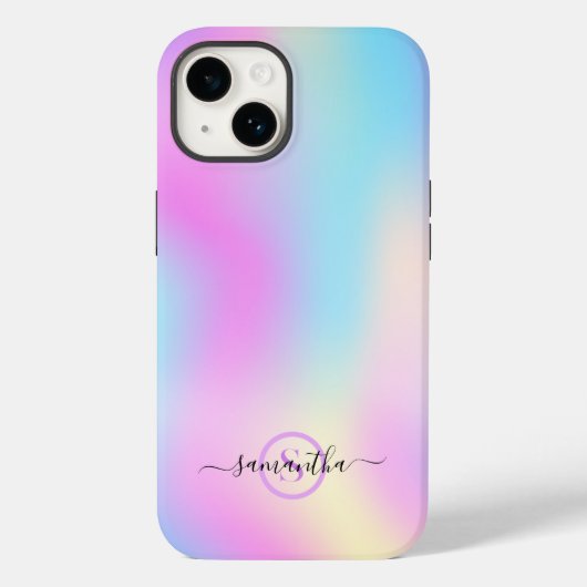 Kleurrijke iriserende achtergrond, typografie mono Case-Mate iPhone case (Achterkant)