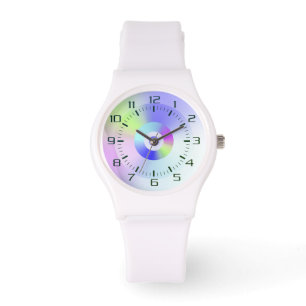 Kleurrijke iriserende regenboog goede vibes gradië horloge