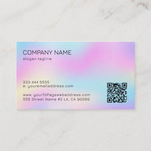 Kleurrijke iriserende textuur zwart aangepaste typ visitekaartje (Achterkant)