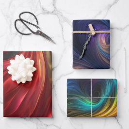 Kleurrijke iriserende wervelpatronen inpakpapier vel