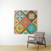 Kleurrijke islamitisch geïnspireerde patchwork teg wandkleed (In Situ (horizontaal))