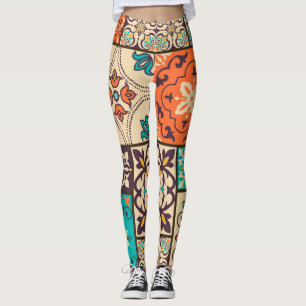 Kleurrijke Islamitische Patchwork:  Tegel. Leggings