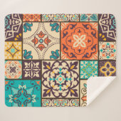Kleurrijke Islamitische Patchwork:  Tegel. Sherpa Deken (Voorkant (horizontaal))