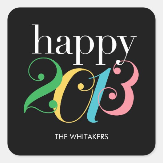 Kleurrijke jaar oudejaarsavond partij Stickers (Voorkant)