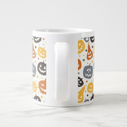 Kleurrijke Jack-O'-Lantern gezichten patroon Extra Grote Beker (Achterkant)