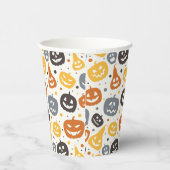 Kleurrijke Jack-O'-Lantern gezichten patroon Papieren Bekers (Rechts)