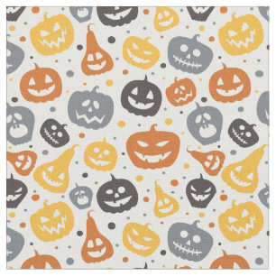 Kleurrijke Jack-O'-Lantern gezichten patroon Stof