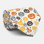 Kleurrijke Jack-O'-Lantern gezichten patroon Stropdas (Opgerold)