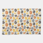 Kleurrijke Jack-O'-Lantern gezichten patroon Theedoek (Horizontaal)