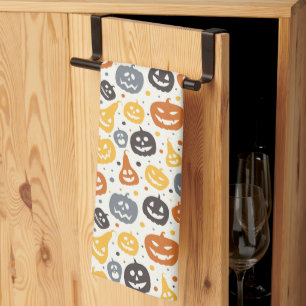 Kleurrijke Jack-O'-Lantern gezichten patroon Theedoek