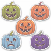 Kleurrijke Jack-o’-Lantern Scrapbook Stickers Blad (Voorkant)