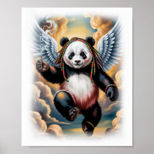 Kleurrijke Jamaicaanse Panda Engel op een Witte Poster