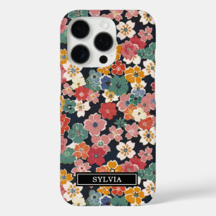 Kleurrijke Japanse Bloemendruk Monogram iPhone 16 Pro Hoesje