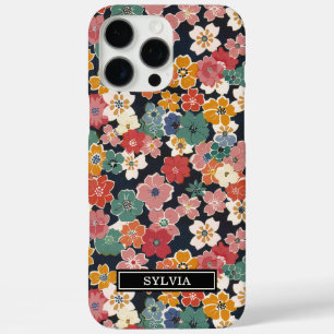 Kleurrijke Japanse Bloemenprint met Monogram iPhone 16 Pro Max Hoesje