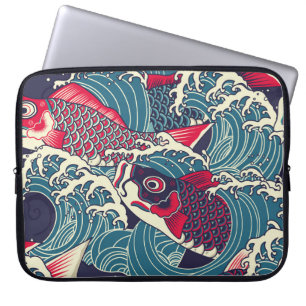 Kleurrijke japanse Koi/karper in de golfnaadloze Laptop Sleeve