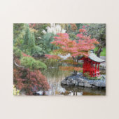 Kleurrijke Japanse Tuin Scène Landschap Legpuzzel (Horizontaal)