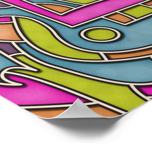 Kleurrijke jaren '60 Mod Geometrisch Abstract Poster (Hoek)