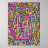 Kleurrijke jaren '60 Mod Geometrisch Abstract Poster (Voorkant)