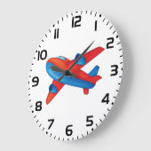 Kleurrijke Jet Vliegtuig Rood en Blauw Vliegtuig Grote Klok (Hoek)