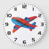 Kleurrijke Jet Vliegtuig Rood en Blauw Vliegtuig Grote Klok (Voorkant)