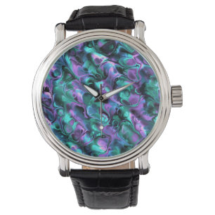 Kleurrijke Jewel Tone Fractal Marmer Abstracte Kun Horloge