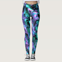 Kleurrijke Jewel Tone Fractal Marmer Abstracte Kun Leggings